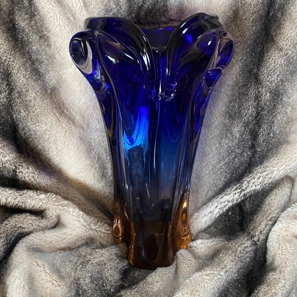 Stunning Very Heavy Multi Color Murano Style Vintage Large Vase - Picture 14 of 16